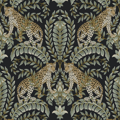 W3721-8 Black | Kravet Design | Ronald Redding | Flora & Fauna Wallcovering Print