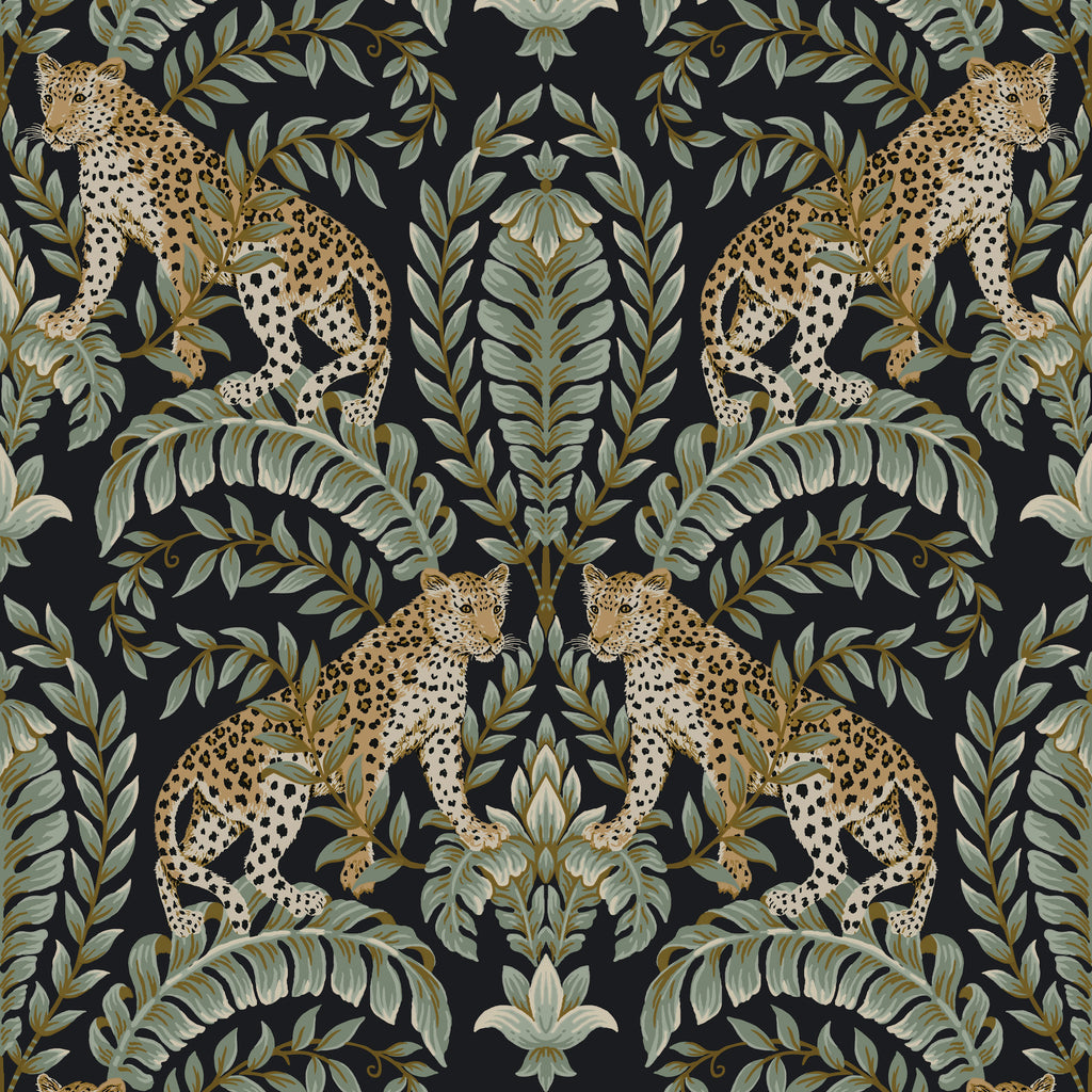 W3721-8 Black | Kravet Design | Ronald Redding | Flora & Fauna Wallcovering Print