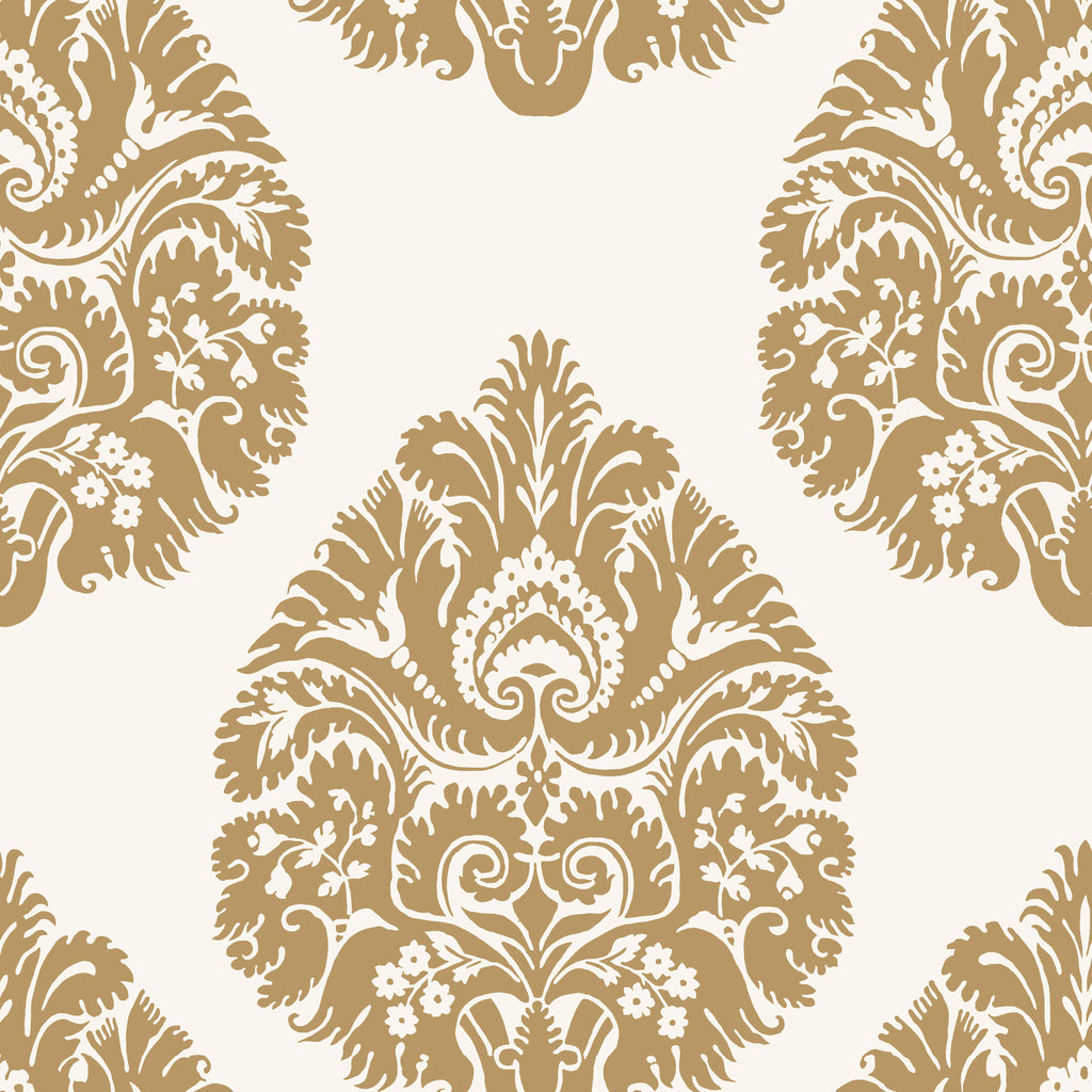 W3726-4 Gold | Kravet Design | Ronald Redding |Damask Wallcovering Print