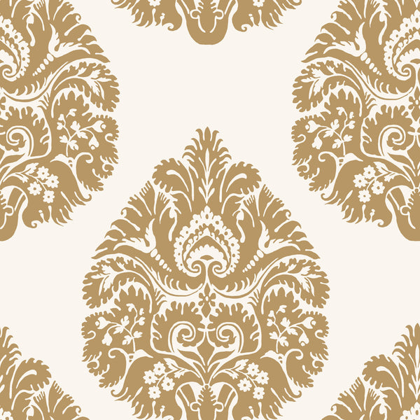 W3726-4 Gold | Kravet Design | Ronald Redding |Damask Wallcovering Print