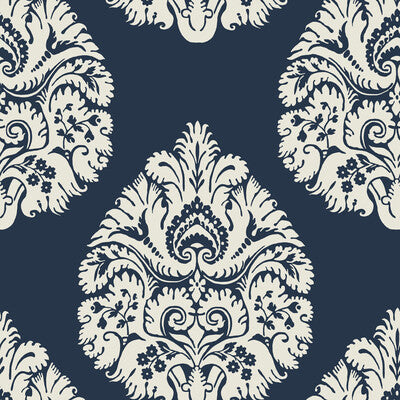Kravet Design - W3726-50 Dark Blue | Kravet Design | Ronald Redding |Damask Wallcovering Print