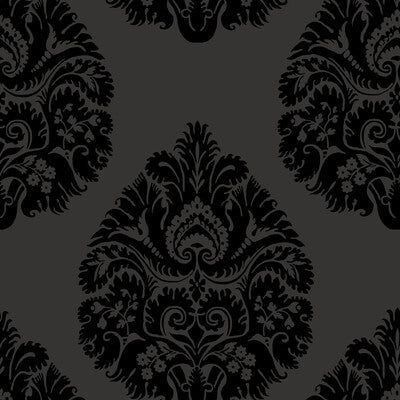W3726-8 Black | Kravet Design | Ronald Redding |Damask Wallcovering Print