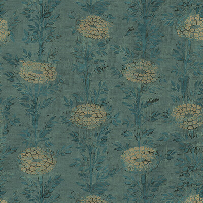 Kravet Design - W3743-35 Teal | Kravet Design | Ronald Redding | Botanical & Floral Wallcovering Print