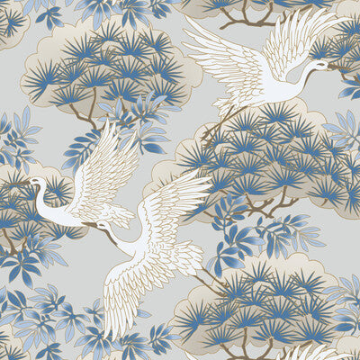 Kravet Design - W3751-5 Dark Blue | Kravet Design | Ronald Redding | Flora & Fauna Wallcovering Print