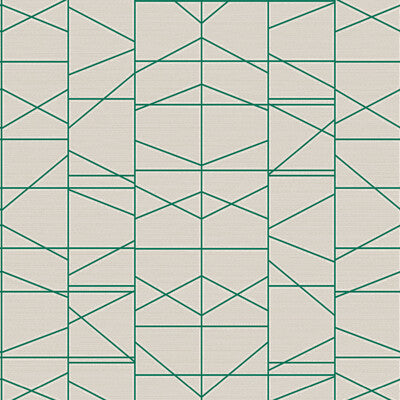 Kravet Design - W3762-3 Green | Kravet Design |Geometric Wallcovering Print