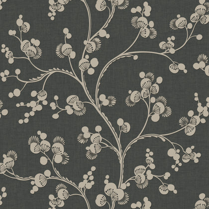 W3772-8 Black | Kravet Design | Botanical & Floral Wallcovering Print