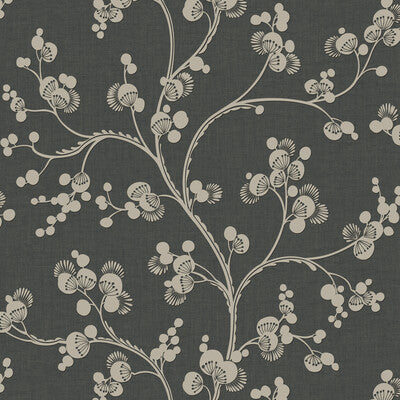W3772-8 Black | Kravet Design | Botanical & Floral Wallcovering Print