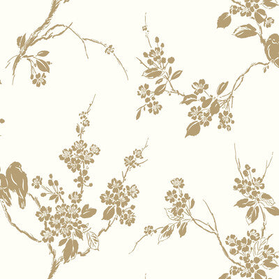 W3773-4 White | Kravet Design | Flora & Fauna Wallcovering Print
