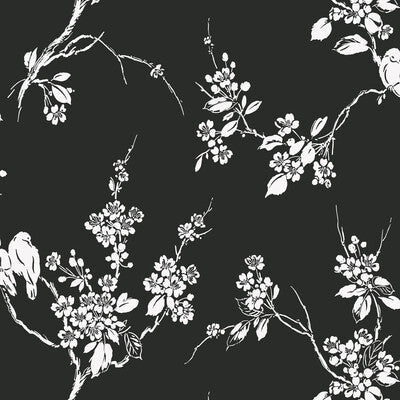 W3773-8 Black | Kravet Design | Flora & Fauna Wallcovering Print