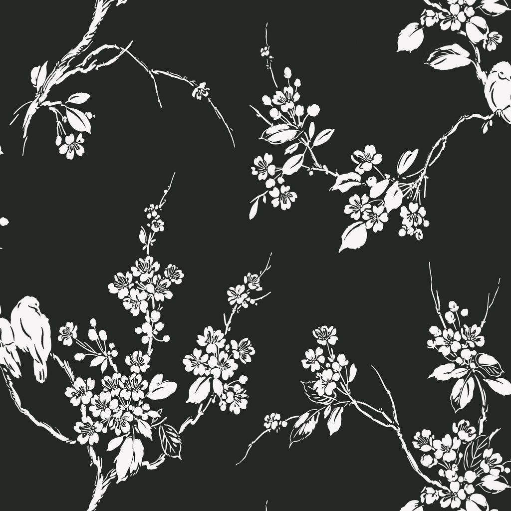W3773-8 Black | Kravet Design | Flora & Fauna Wallcovering Print