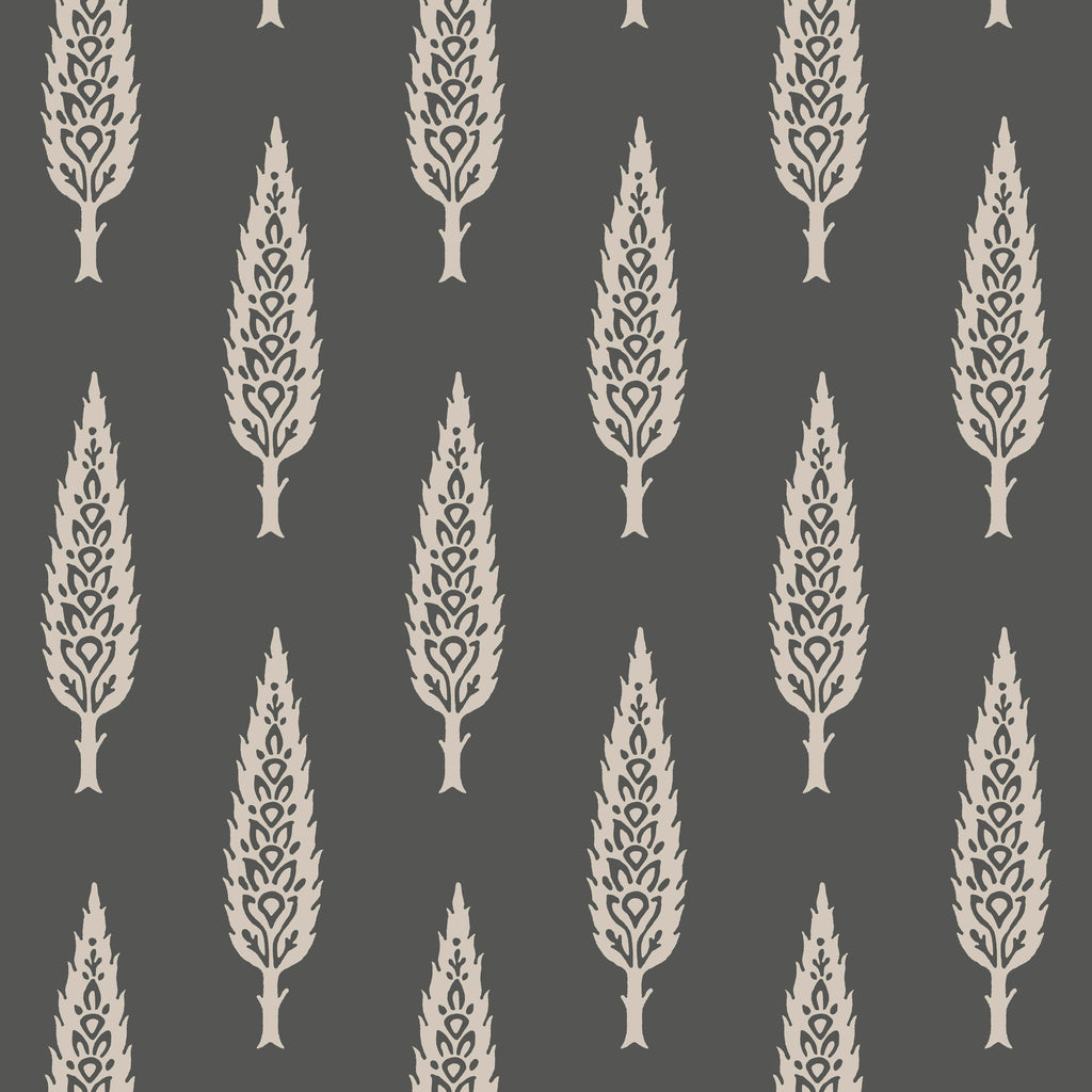 W3775-8 Charcoal | Kravet Design | Botanical & Floral Wallcovering Print