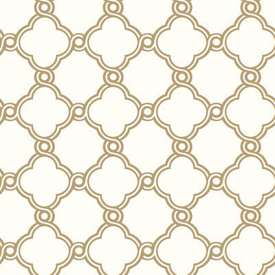 W3779-4 Gold | Kravet Design | Lattice/Scrollwork Wallcovering Print