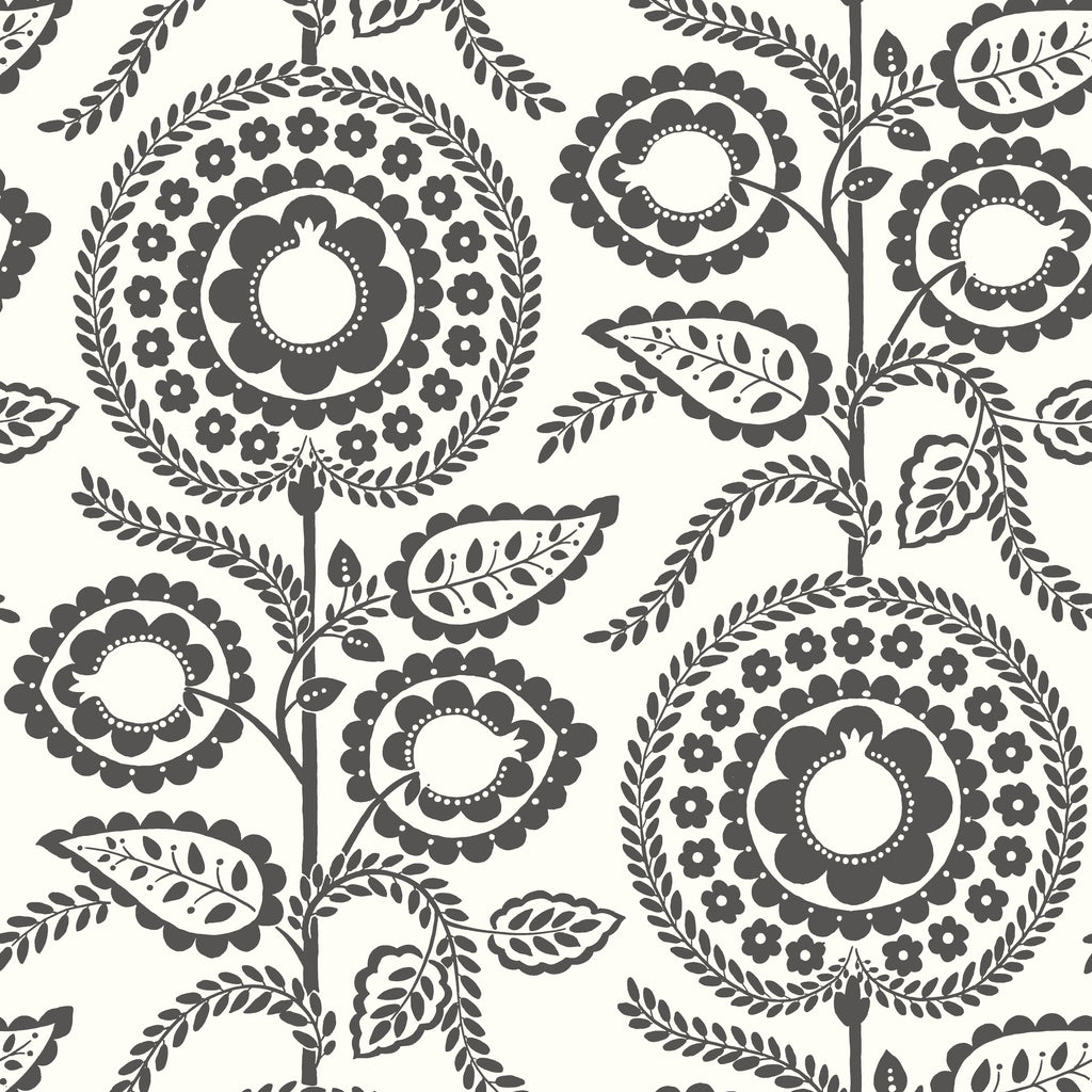 W3783-8 Black | Kravet Design | Botanical & Floral Wallcovering Print