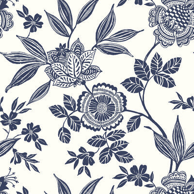 Kravet Design - W3784-50 Dark Blue | Kravet Design |Jacobeans Wallcovering Print