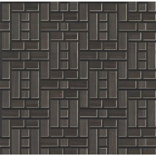 W3816-8 Black | Kravet Design | Ronald Redding |Geometric Metallic Wallcovering Print