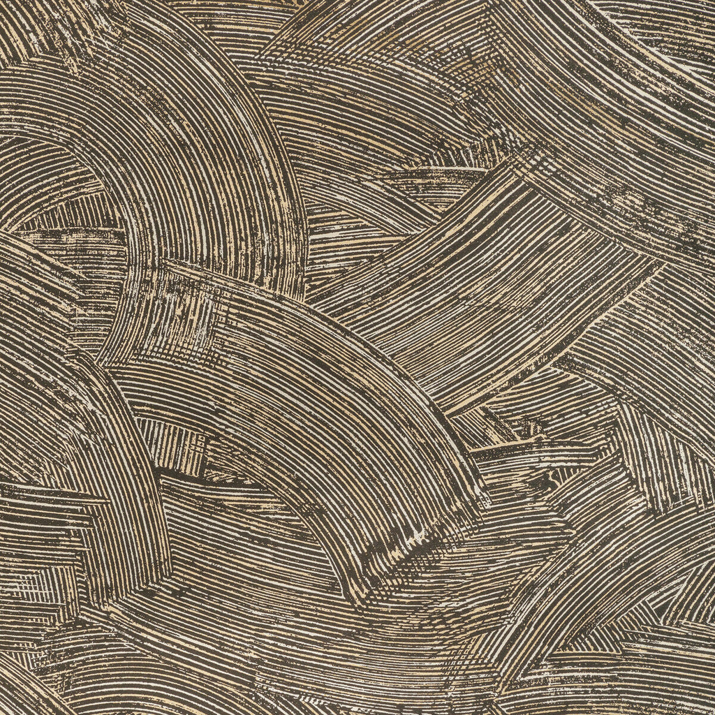 Modern Swirl Wp - Noir Black | Kravet Couture | Modern Luxe Wallcovering | Modern Wallcovering Print