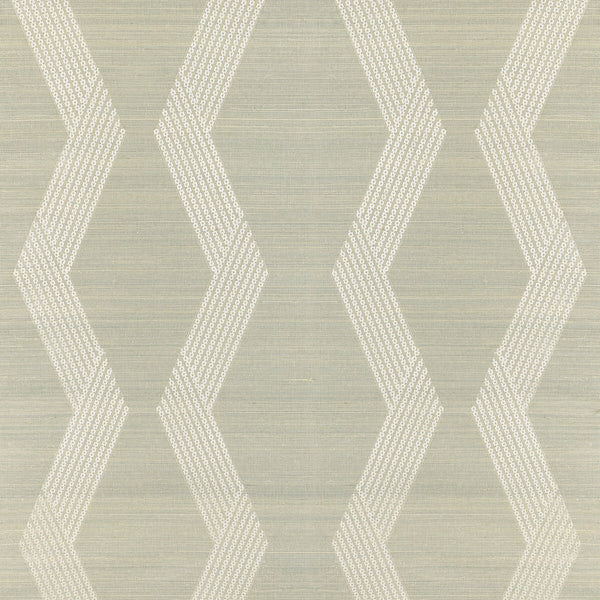 Chainlink Emb Sisal - Ice Grey | Kravet Couture | Modern Luxe Wallcovering | Modern Wallcovering Embroidery