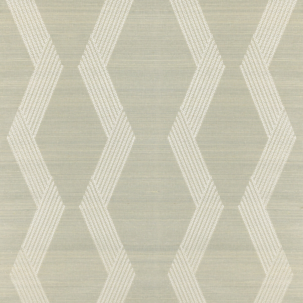 Chainlink Emb Sisal - Ice Grey | Kravet Couture | Modern Luxe Wallcovering | Modern Wallcovering Embroidery