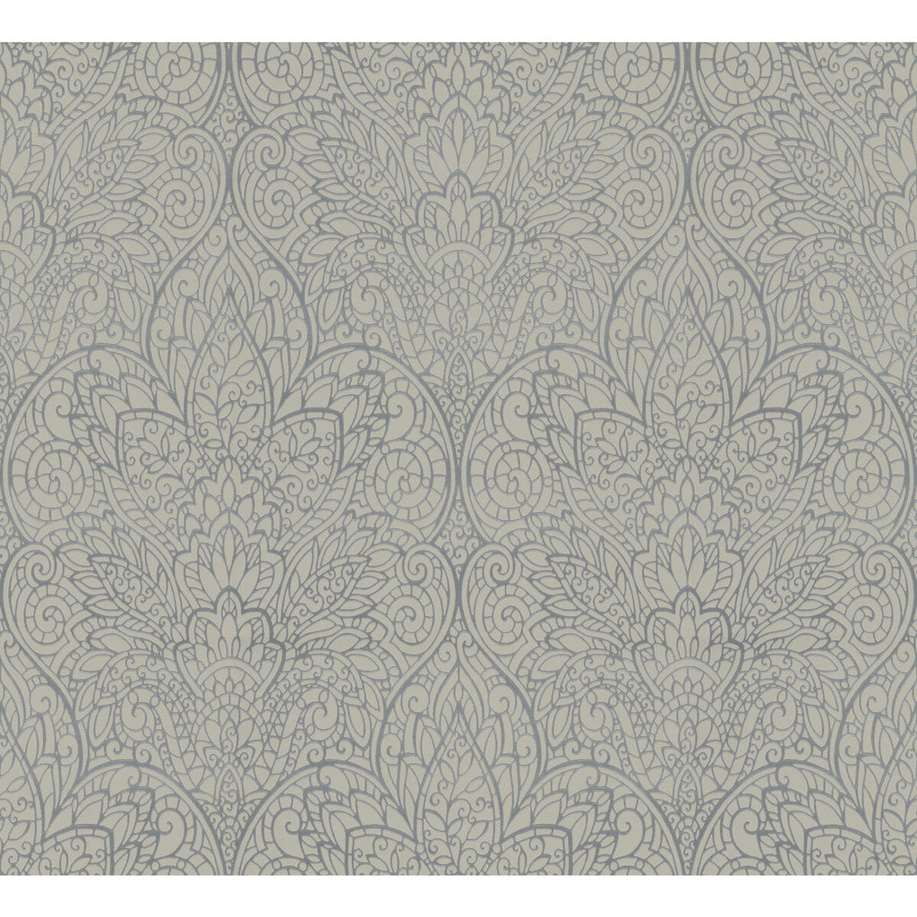 Kravet Design - W3859-11 Silver | Kravet Design | Candice Olson After Eight |Damask Metallic Wallcovering Print