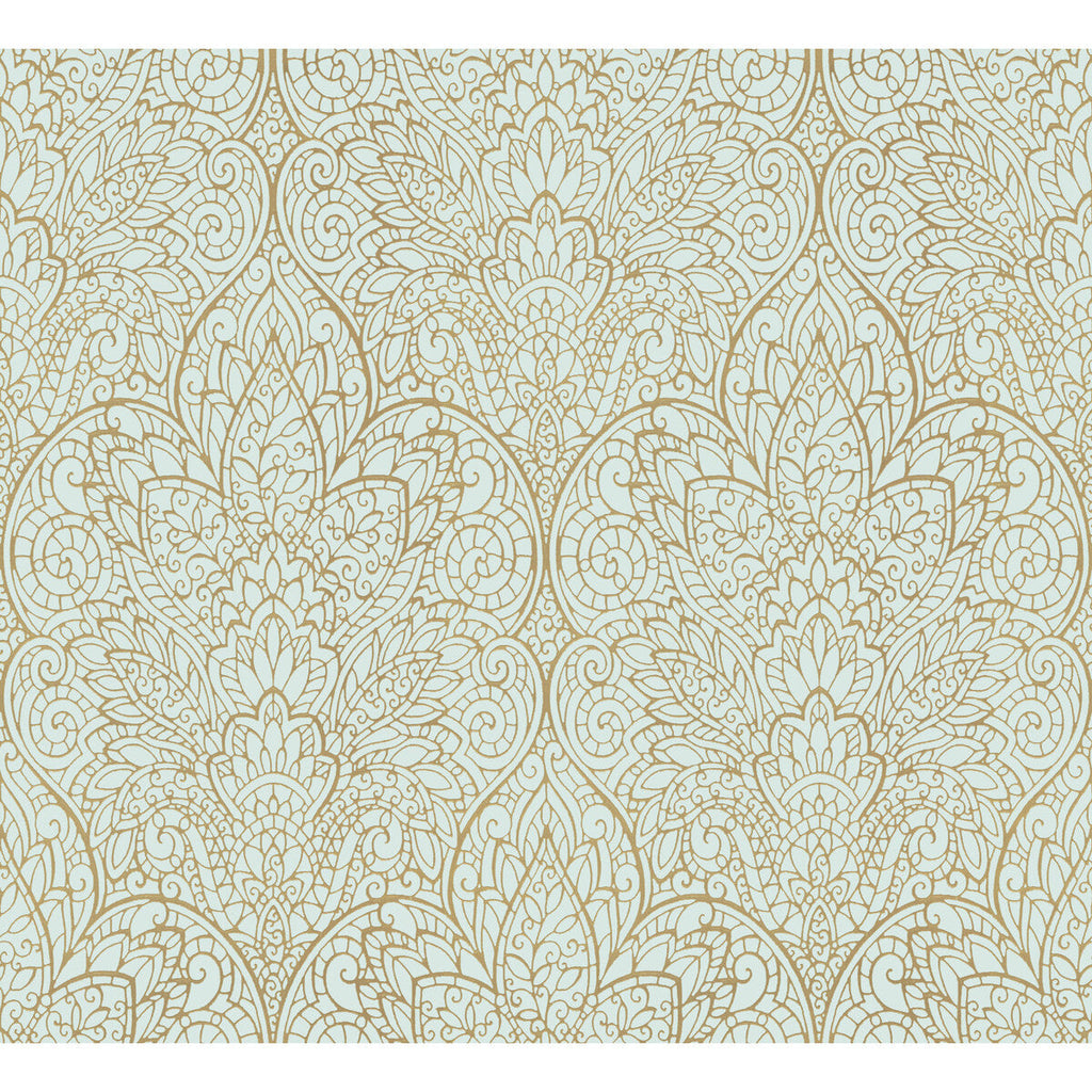 Kravet Design - W3859-135 Gold | Kravet Design | Candice Olson After Eight |Damask Metallic Wallcovering Print