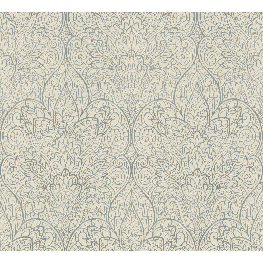 Kravet Design - W3859-1 Silver | Kravet Design | Candice Olson After Eight |Damask Metallic Wallcovering Print