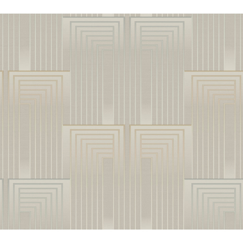 Kravet Design - W3861-106 Taupe | Kravet Design | Candice Olson After Eight |Geometric Metallic Wallcovering Print