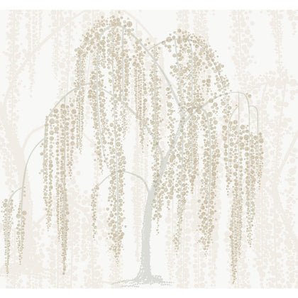 W3866-1 White | Kravet Design | Candice Olson After Eight | Botanical & Floral Metallic Wallcovering Print