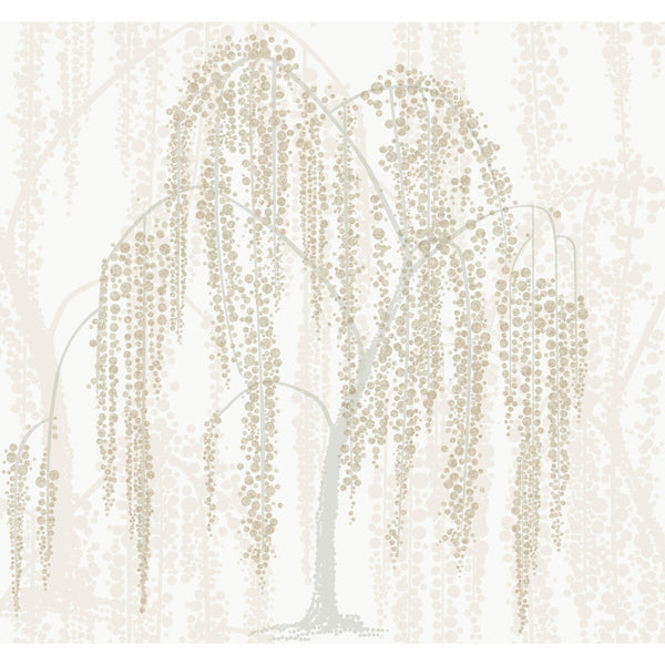 W3866-1 White | Kravet Design | Candice Olson After Eight | Botanical & Floral Metallic Wallcovering Print