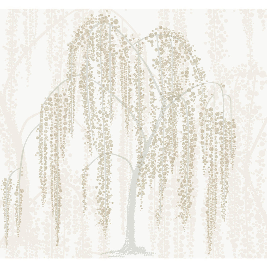 Kravet Design - W3866-1 White | Kravet Design | Candice Olson After Eight | Botanical & Floral Metallic Wallcovering Print