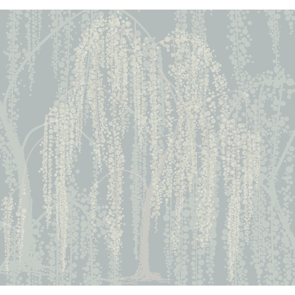 Kravet Design - W3866-51 Light Blue | Kravet Design | Candice Olson After Eight | Botanical & Floral Metallic Wallcovering Print