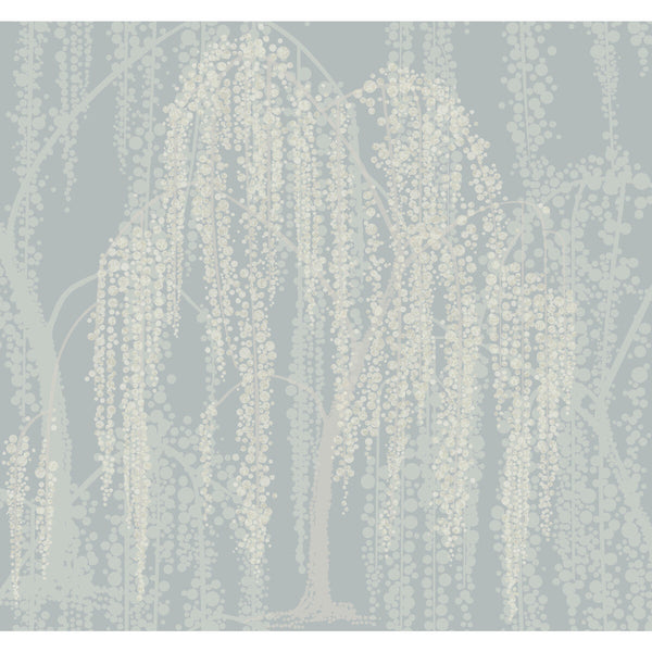 Kravet Design - W3866-51 Light Blue | Kravet Design | Candice Olson After Eight | Botanical & Floral Metallic Wallcovering Print
