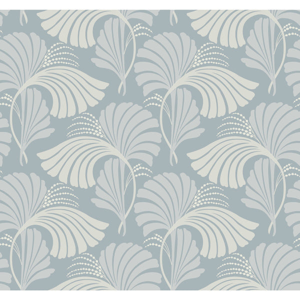 Kravet Design - W3867-51 Light Blue | Kravet Design | Candice Olson After Eight | Botanical & Floral Metallic Wallcovering Print