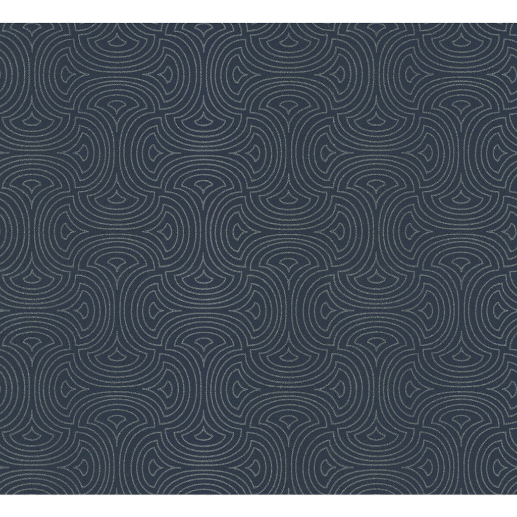 Kravet Design - W3871-50 Dark Blue | Kravet Design | Candice Olson After Eight |Geometric Metallic Wallcovering Print