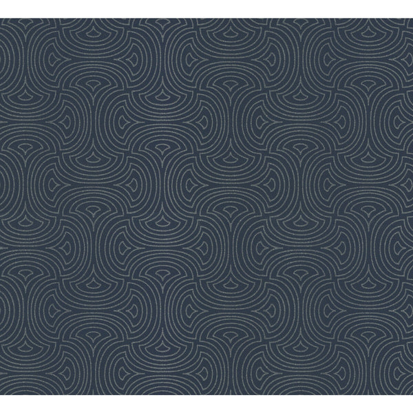 Kravet Design - W3871-50 Dark Blue | Kravet Design | Candice Olson After Eight |Geometric Metallic Wallcovering Print