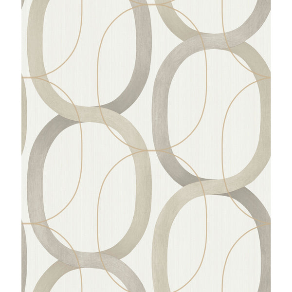 Kravet Design - W3878-106 Taupe | Kravet Design | Candice Olson Modern Nature 2Nd Edition |Geometric Metallic Wallcovering Print