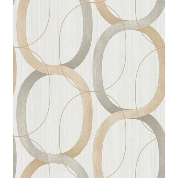 Kravet Design - W3878-1611 Beige | Kravet Design | Candice Olson Modern Nature 2Nd Edition |Geometric Metallic Wallcovering Print