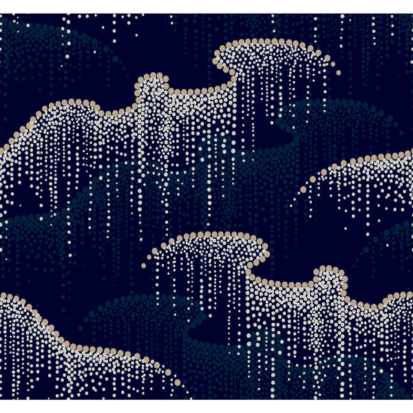 Kravet Design - W3881-51 Dark Blue | Kravet Design | Candice Olson Modern Nature 2Nd Edition |Geometric Metallic Wallcovering Print