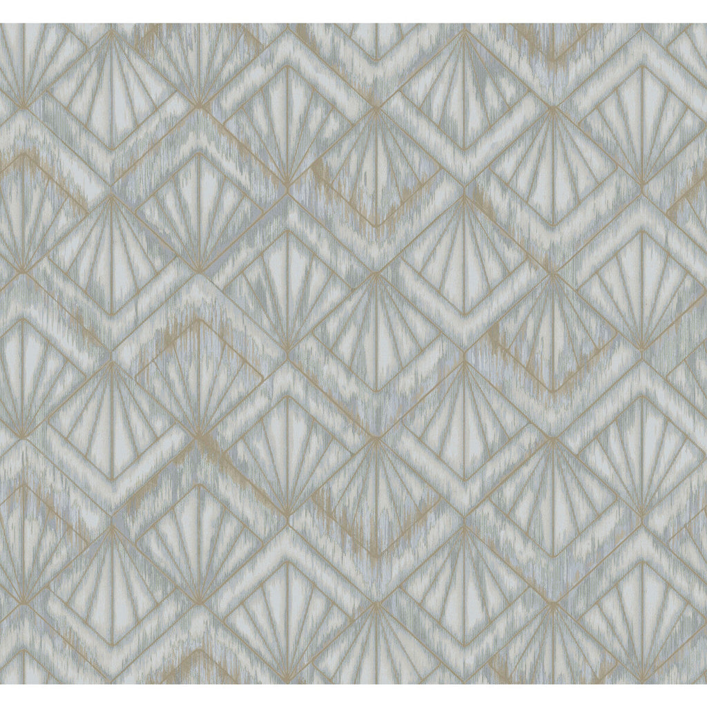 Kravet Design - W3884-511 Blue | Kravet Design | Candice Olson Modern Nature 2Nd Edition |Geometric Metallic Wallcovering Print