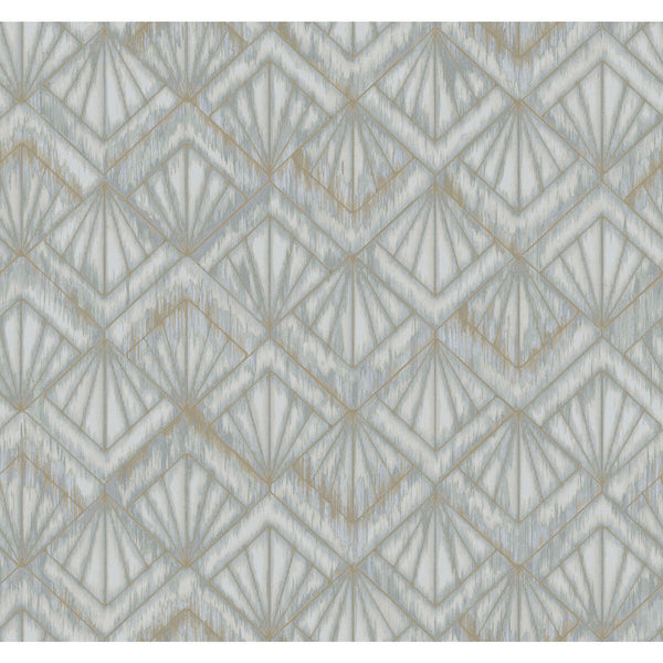 Kravet Design - W3884-511 Blue | Kravet Design | Candice Olson Modern Nature 2Nd Edition |Geometric Metallic Wallcovering Print