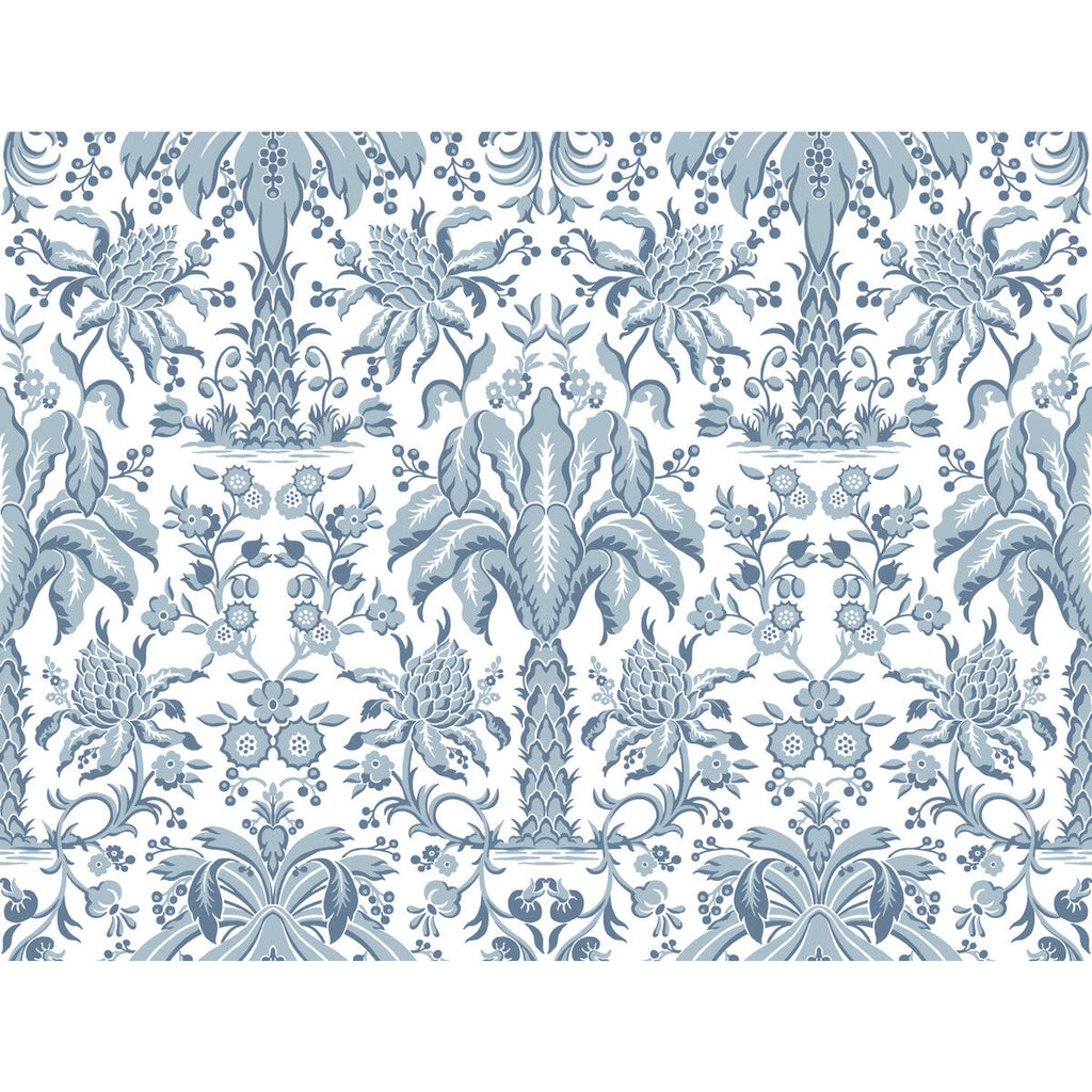 Kravet Design - W3887-155 Blue | Kravet Design | Damask Resource Library | Botanical & Floral Damask Wallcovering Print