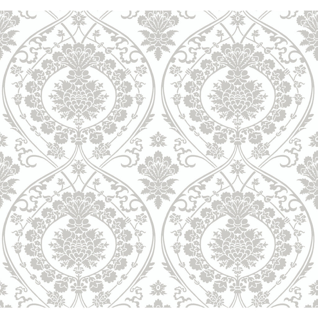 Kravet Design - W3889-1101 Grey | Kravet Design | Damask Resource Library |Damask Metallic Wallcovering Print