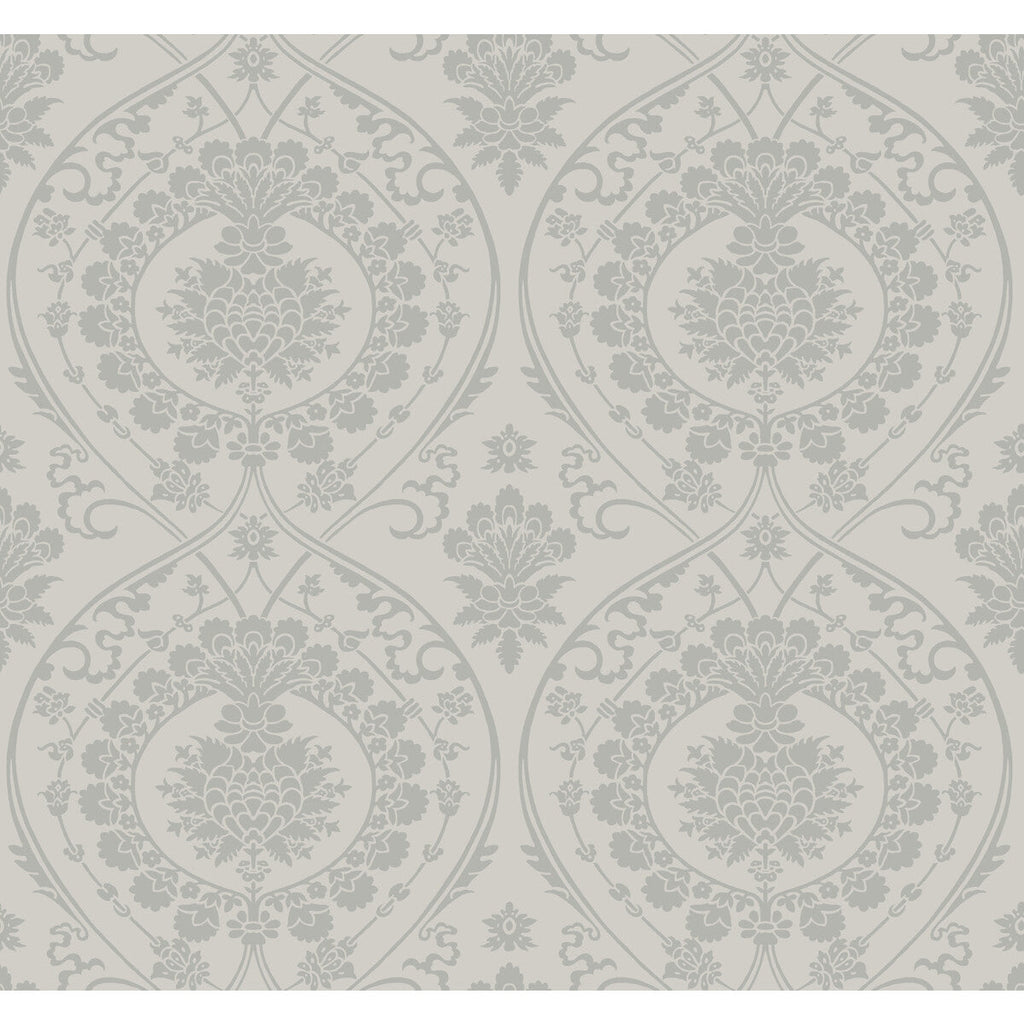 Kravet Design - W3889-11 Grey | Kravet Design | Damask Resource Library |Damask Metallic Wallcovering Print