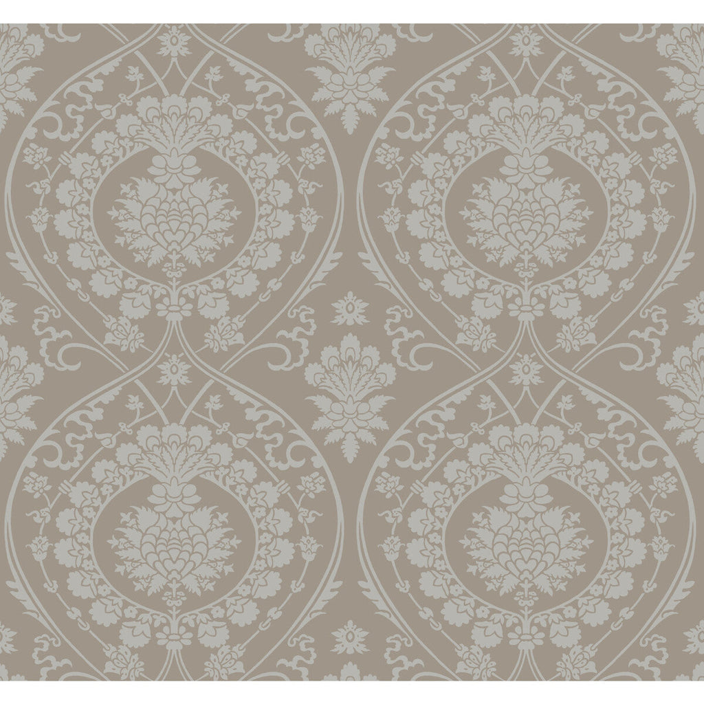 Kravet Design - W3889-52 Brown | Kravet Design | Damask Resource Library |Damask Metallic Wallcovering Print