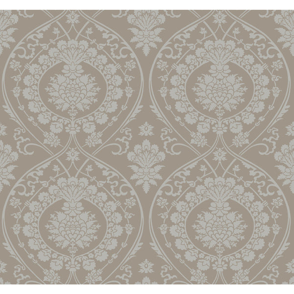 Kravet Design - W3889-52 Brown | Kravet Design | Damask Resource Library |Damask Metallic Wallcovering Print