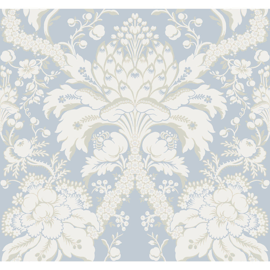 Kravet Design - W3890-1516 Light Blue | Kravet Design | Damask Resource Library |Damask Metallic Wallcovering Print