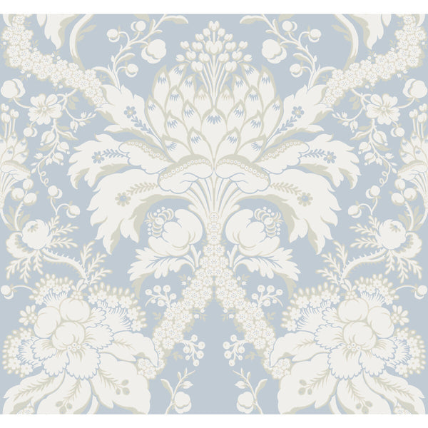 Kravet Design - W3890-1516 Light Blue | Kravet Design | Damask Resource Library |Damask Metallic Wallcovering Print