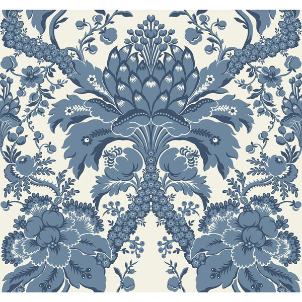 Kravet Design - W3890-155 Dark Blue | Kravet Design | Damask Resource Library |Damask Metallic Wallcovering Print