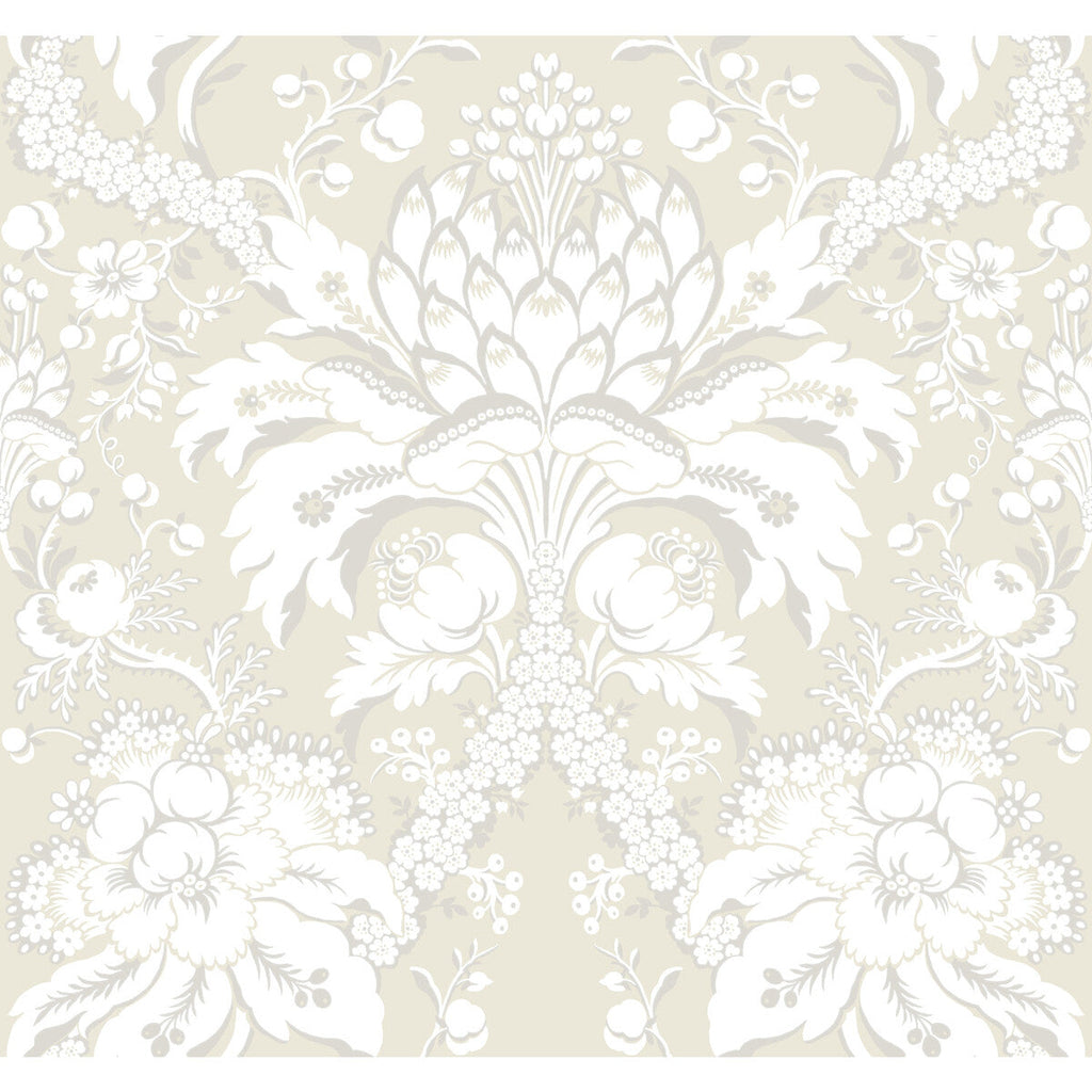 Kravet Design - W3890-161 Beige | Kravet Design | Damask Resource Library |Damask Metallic Wallcovering Print