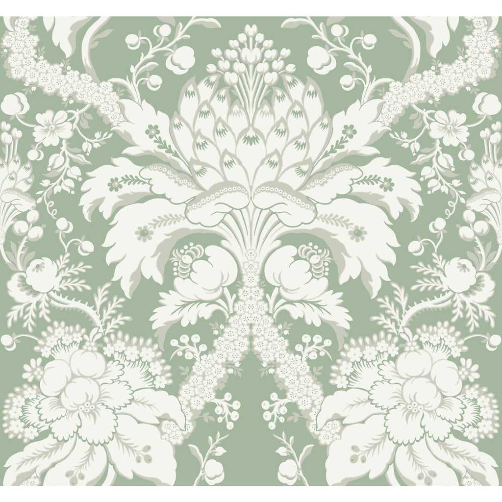 Kravet Design - W3890-31 Green | Kravet Design | Damask Resource Library | Botanical & Floral Damask Wallcovering Print