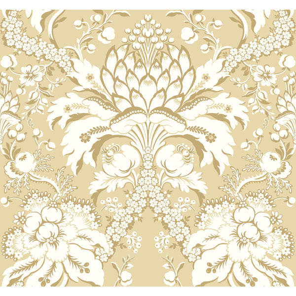 Kravet Design - W3890-404 Yellow | Kravet Design | Damask Resource Library |Damask Metallic Wallcovering Print
